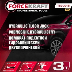 Домкрат подкатной гидравлический 3т FORCEKRAFT FK-T830018 HT