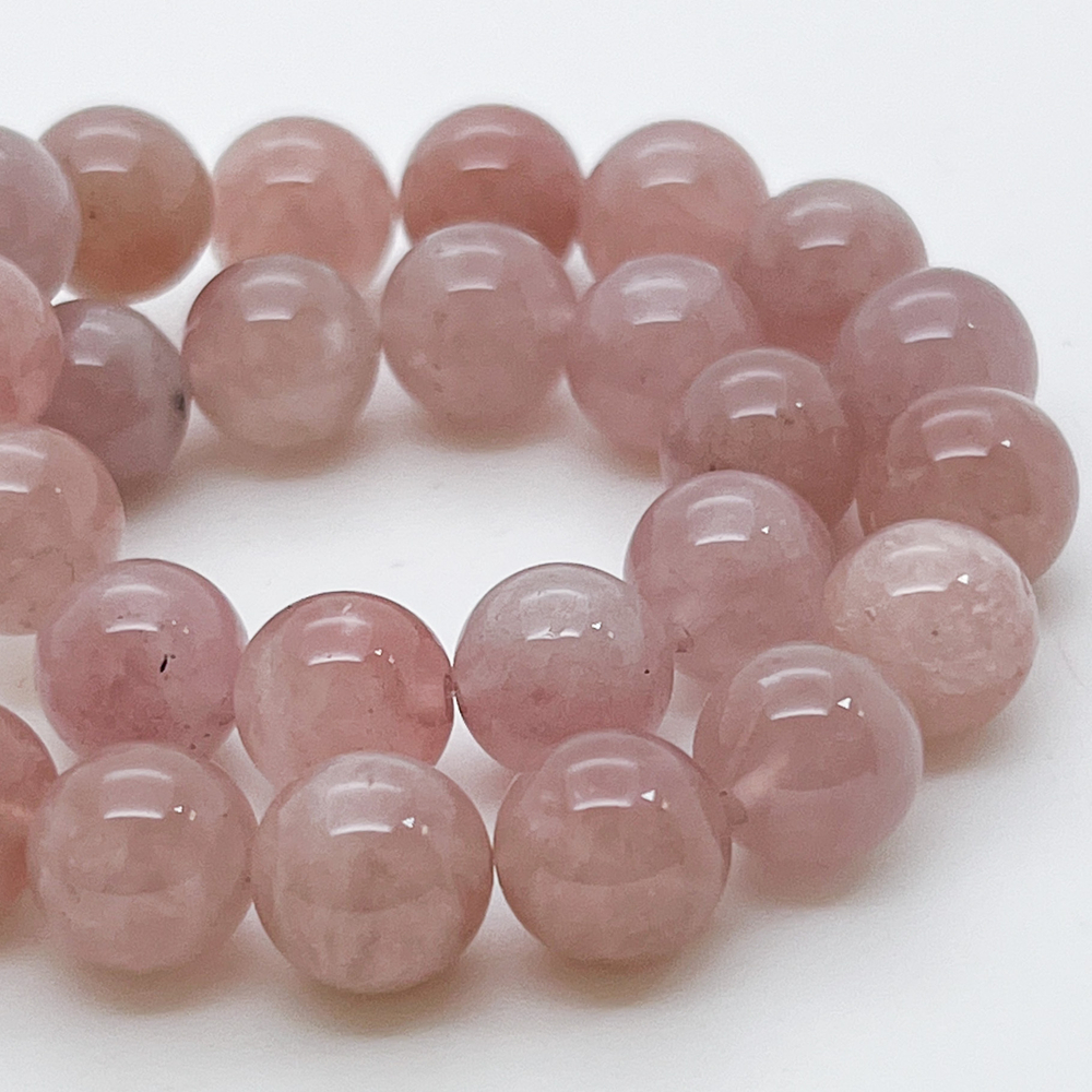 Бусины Розовый кварц, диаметр 9,9-10,1 мм, цена за 10 шт (1/4 нити)