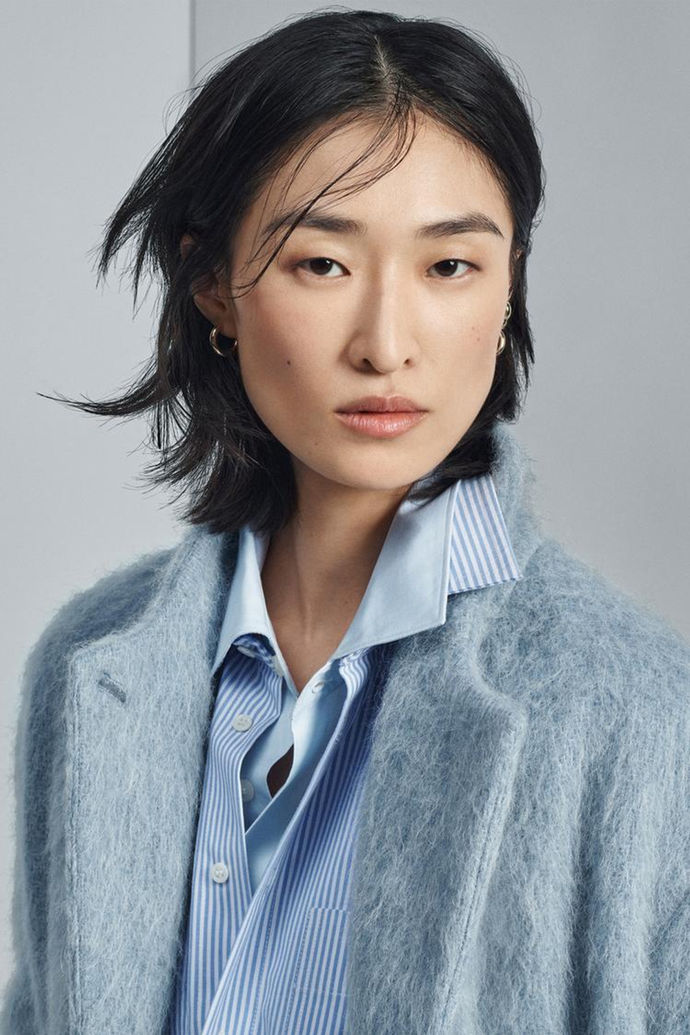 ZARA ПАЛЬТО ПРЯМОГО КРОЯ ИЗ ШЕРСТИ — ZW COLLECTION, НЕБЕСНО-ГОЛУБОЙ