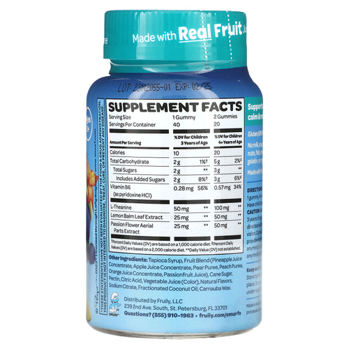 The Smurfs, Жевательные таблетки для детей, для успокоения и расслабления, для детей от 3 лет, ягодный смурф, 40 жевательных таблеток