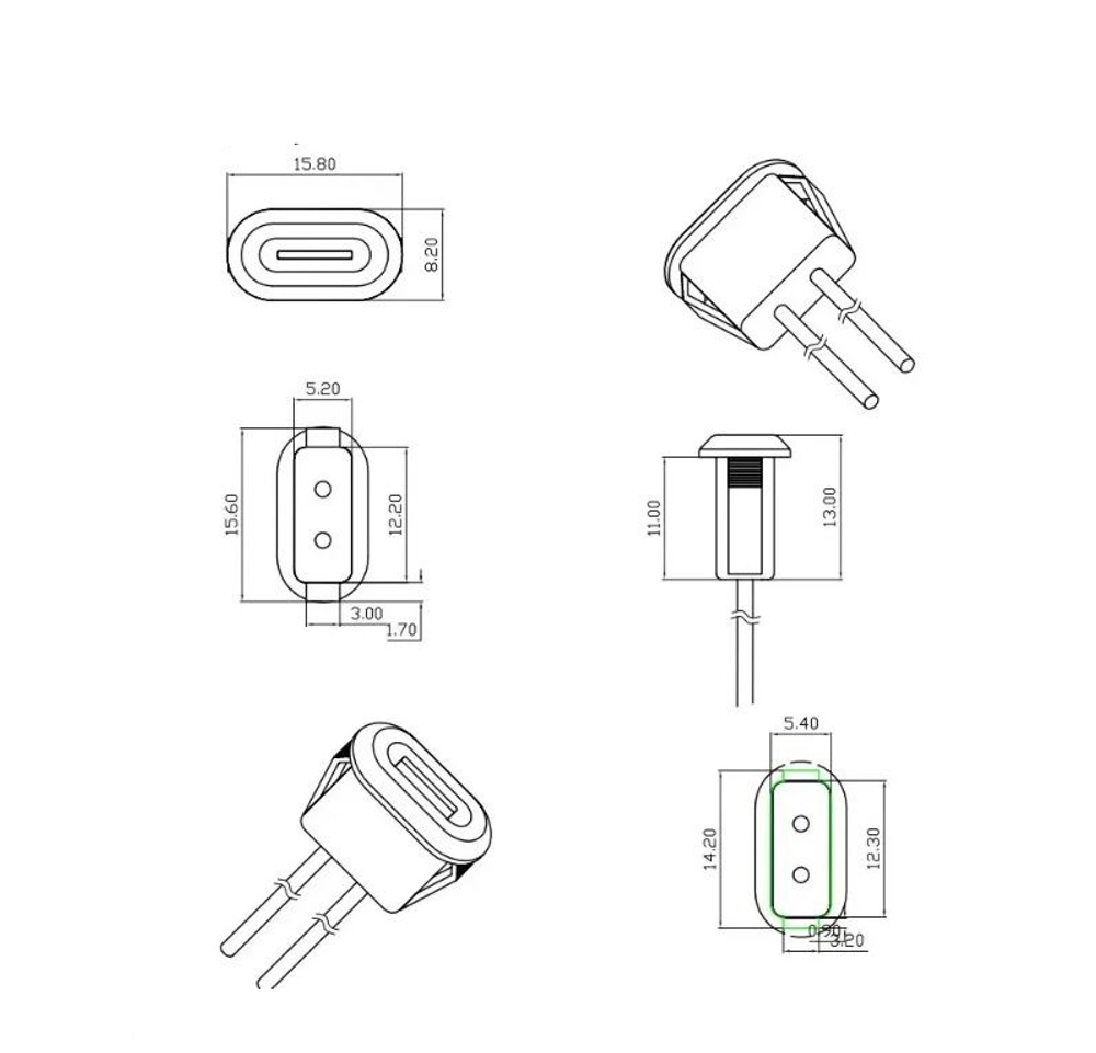 Разъем ET TYPE-C-F2W-W100