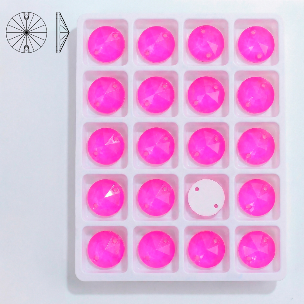 Стразы пришивные из стекла, цвет Neon Pink, форма Rivoli