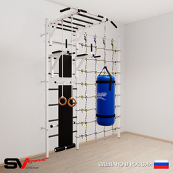 Шведская стенка Sv Sport 55110 (Турник рукоход/Брусья/Скамья/Кольца/Цепь/Мешок 15кг/Канатный лаз)