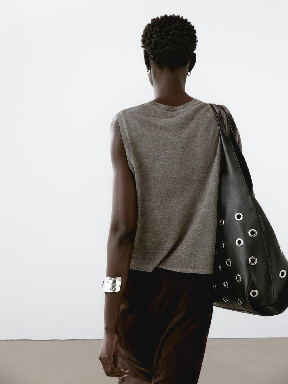 Massimo Dutti Легкая футболка без рукавов, бежевый