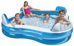 Бассейн надувной Intex 56475 Swim Center Family Lounge 229х229х66 см / Квадратный бассейн Интекс с сиденьями и спинками для дачи и отдыха