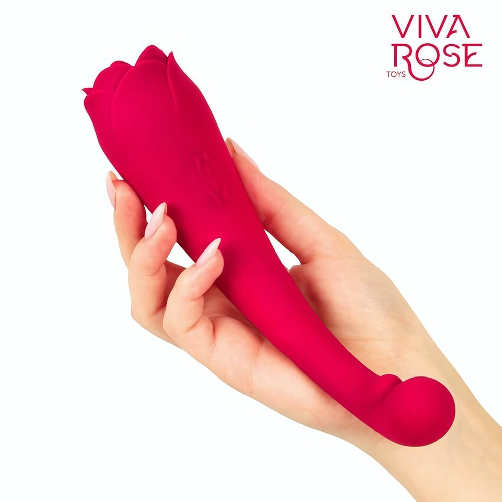 Малиновый двусторонний вибростимулятор с подвижным язычком - 19 см. (Цвет: малиновый)