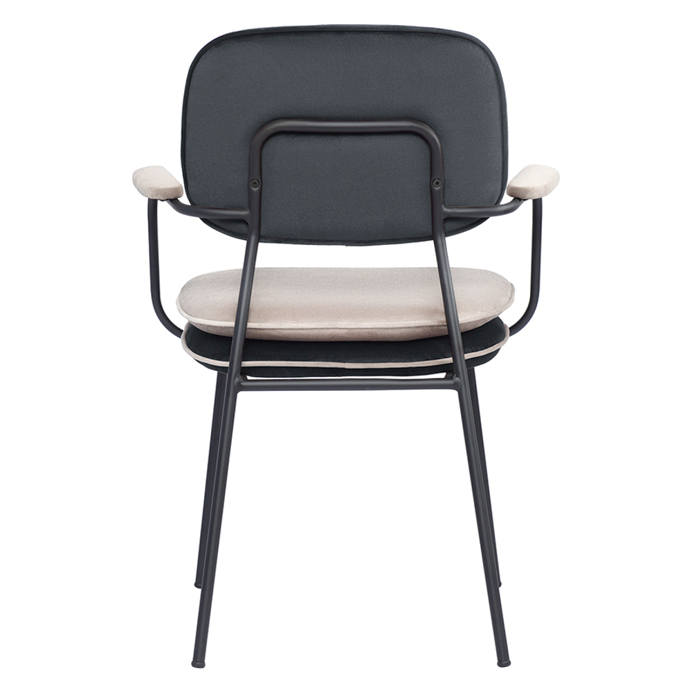 Стул с подлокотниками и контрастным кантом Bergenson Bjorn Pea, велюр, темно-серый/бежевый