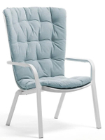 Лаунж-кресло пластиковое с подушкой Nardi Folio, белый, голубой