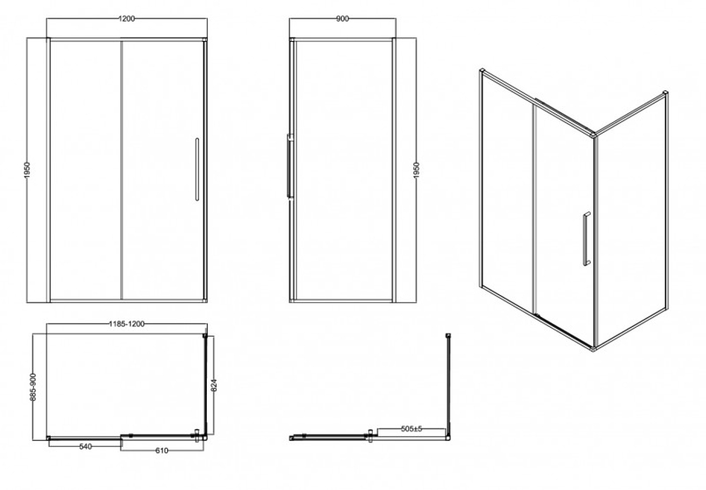 Ограждение душевое ESBANO ESS-129PS-B 120x90x195
