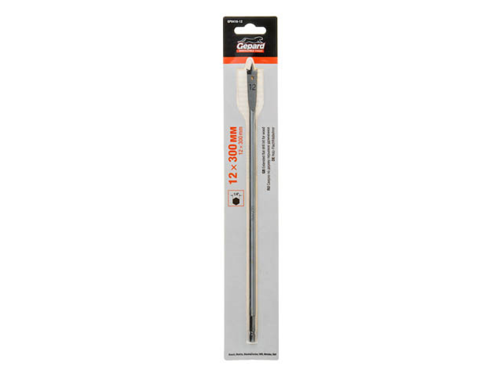 Сверло по дереву перьевое ф12х300мм удлиненное GEPARD (GP0416-12)