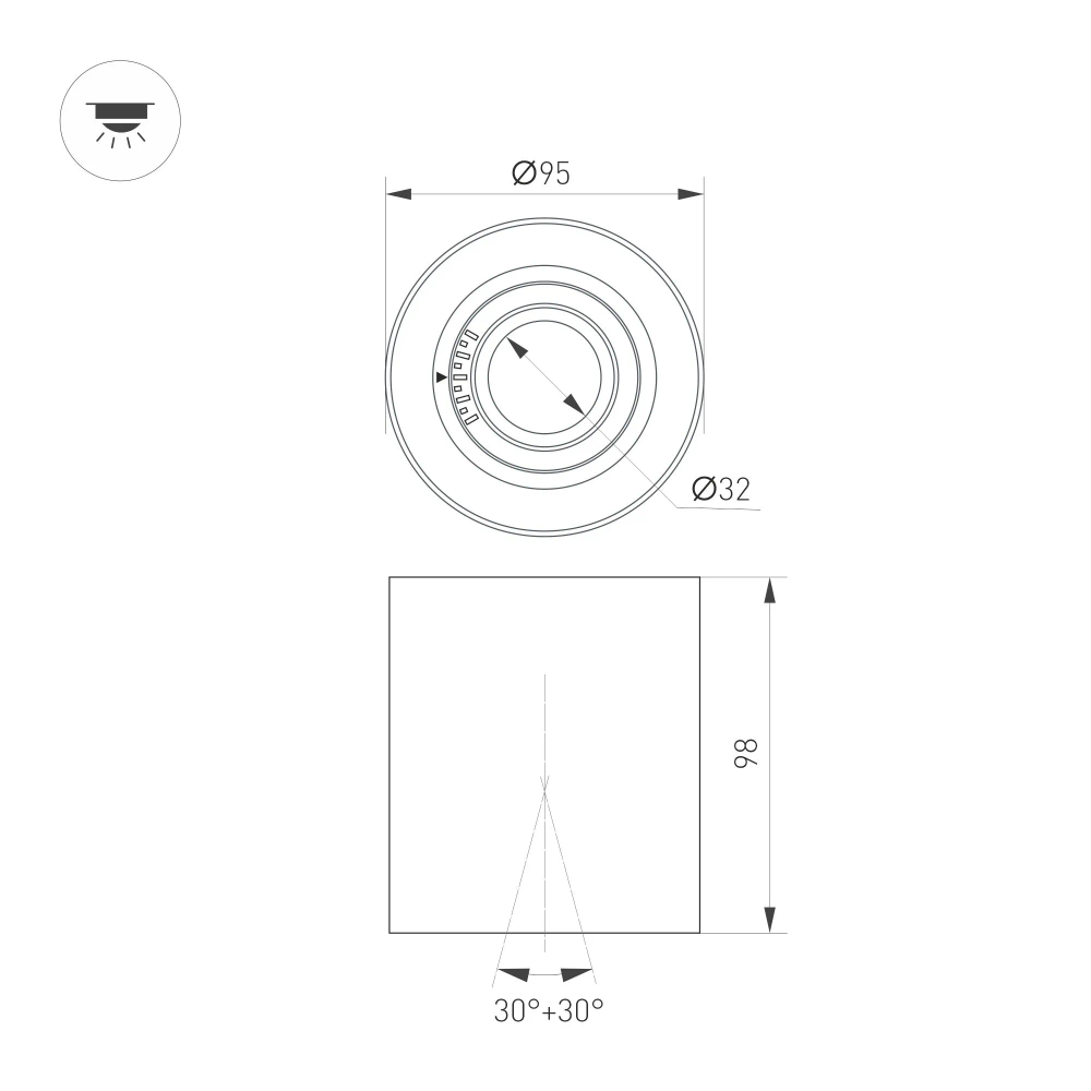 Светильник SP-ACENTO-R95-10W Warm2700 (WH, 20-45 deg, 230V) (Arlight, IP20 Металл, 5 лет) 055744