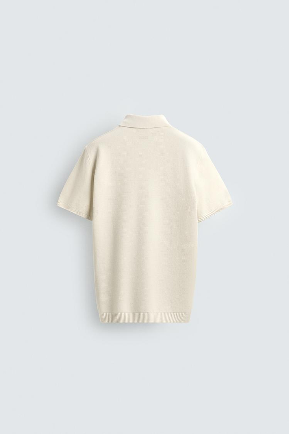 ZARA ПОЛО ИЗ РЕЛЬЕФНОГО ТРИКОТАЖА, ЖЕЛТОВАТО-БЕЛЫЙ