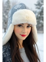 шапка зимняя ушанка вязаная с мехом