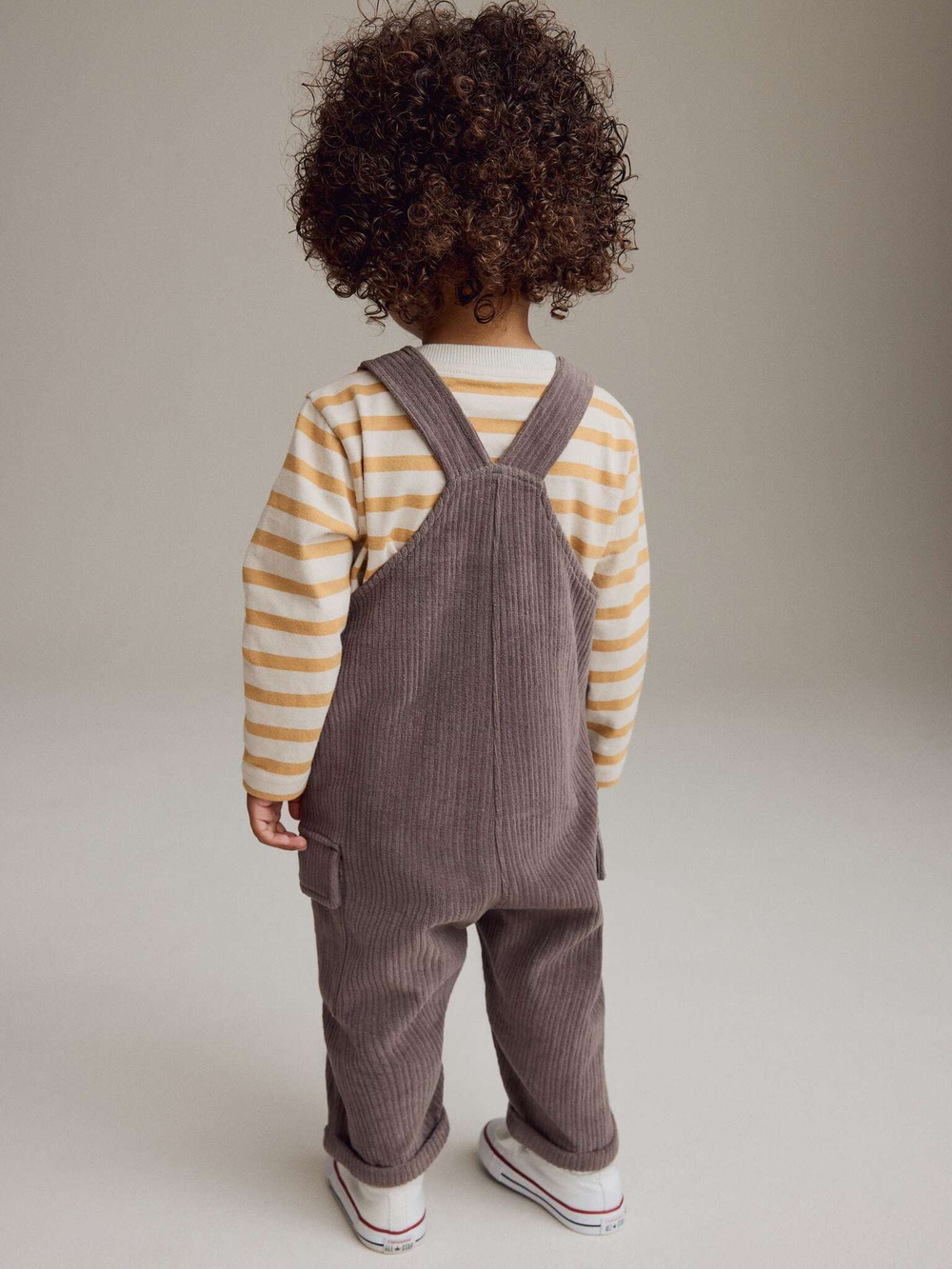 Лонгслив и комбинезон вельветовый в комплекте для мальчика Next B16-597, Коричневый, Светло-желтый