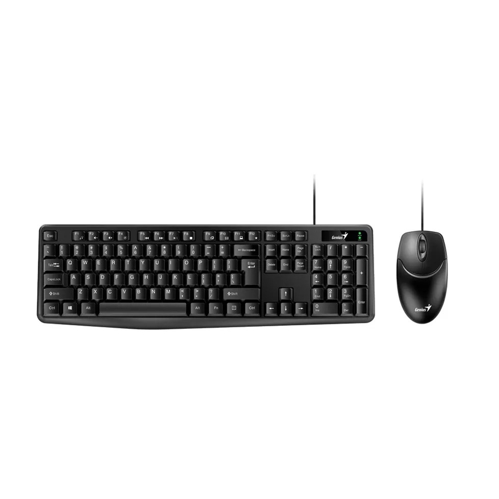 Комплект (клавиатура + мышь) Клавиатура + мышь Genius КМ-170 (Черный, USB,104 кл+ кнопка SmartGenius, мембранная, защита от проливаний,1000 DPI) [31330006403]