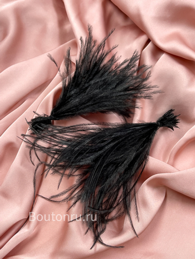 Кисточка-Пучок из черных перьев страуса 15 см