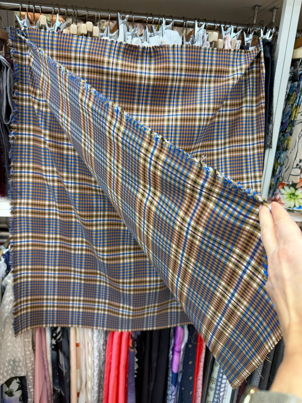 Ткань плательная в клетку (Италия) шерсть/вискоза/поламид ш-145см цена за 1 м