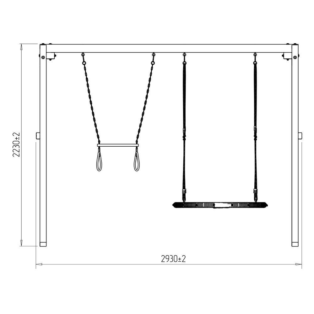 Деревянные качели с качелями гнездо 100 см и трапецией P911-8