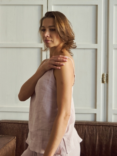 Льняной топ Люси светло-розового цвета