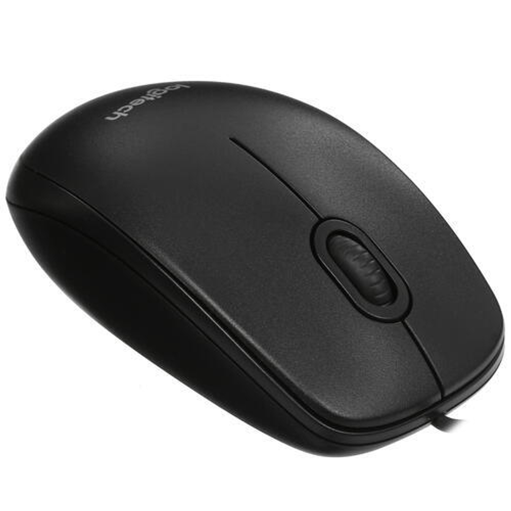 Мышь проводная Logitech B100, 800dpi, черный, Retail, 1.8м (910-005547)