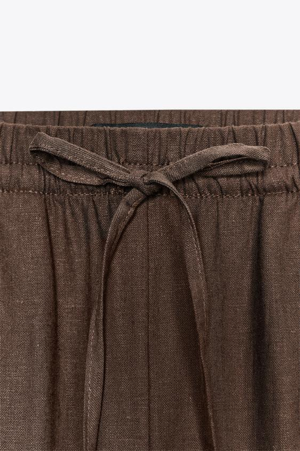 ZARA БРЮКИ ИЗ ЛЬНА, КОРИЧНЕВЫЙ