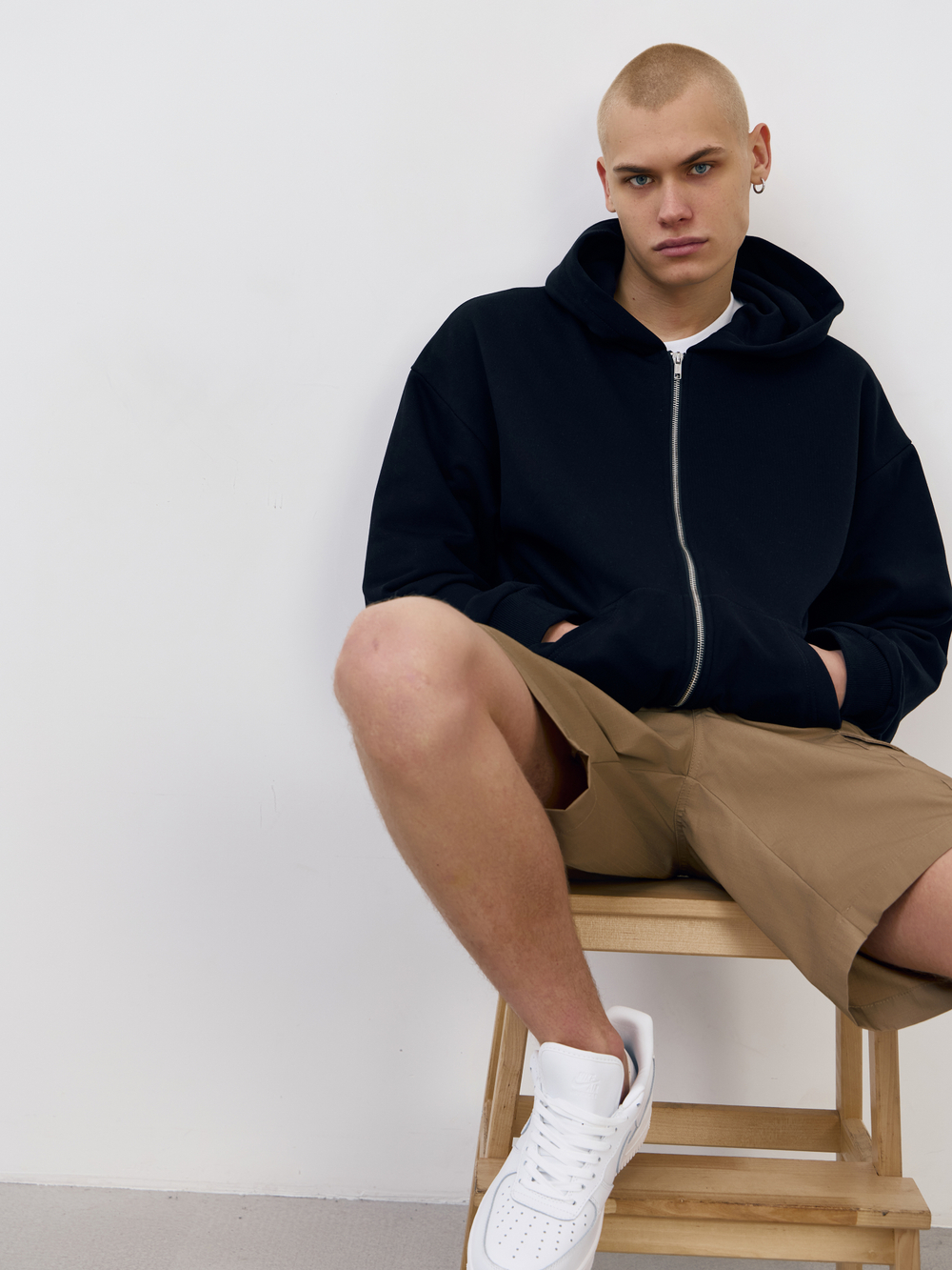 Худи зип с начесом (черный)