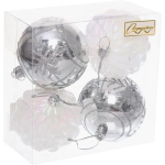 Набор шаров «Метелица» 7 см (в наборе 4 шт), Белый, серебро