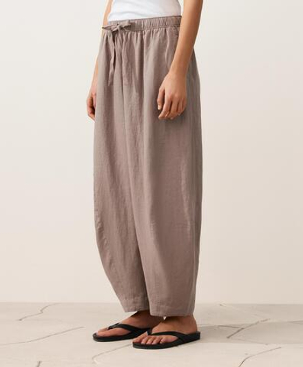 OYSHO Брюки-баллоны из 100% льна, серо-коричневый