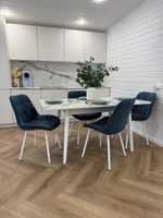 Обеденная группа NGVK стол белый мрамор стулья Бостон синие