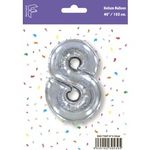 Шар (40''/102 см) Цифра, 8, Серебро, 1 шт. в уп.