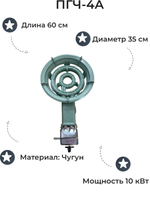 Плита газовая высокой мощности "Умница" ПГЧ-4А (10 кВт)