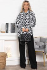 Блуза хлопковая Танец линий (черно-белая) Б14856-14М LT Collection