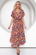 Платье Рада (розовый/принт) Р11-1166/2 Nikol (Акция)