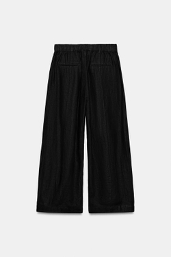 ZARA БРЮКИ BARREL ИЗ ЛЬНА — ZW COLLECTION, ЧЕРНЫЙ