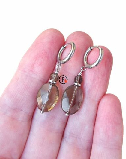 Серьги с раухтопазом с-7217