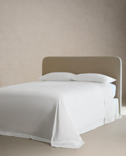 Zara Home - Простыня атласная с мережкой, белый, 290x280 см