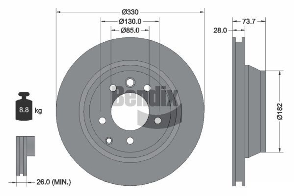 BENDIX Braking - BDS1143-BEN - Brake Disc