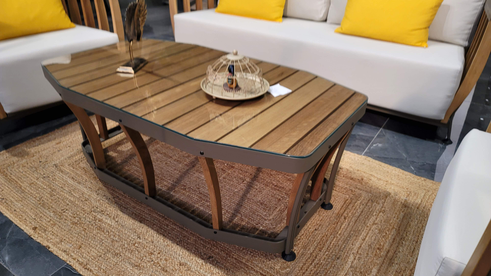 Комплект Storm Seating Set. Диван + 2 Кресла + Стол. Алюминий, ироко. Поставка 45 дней.