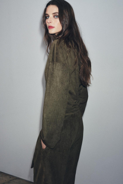 ZARA ТОП ИЗ ИСКУССТВЕННОЙ ЗАМШИ С ДРАПИРОВКОЙ, ХАКИ