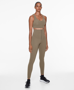 OYSHO Легинсы с высокой посадкой и застежкой-молнией длиной 65 см, коричнево-серый