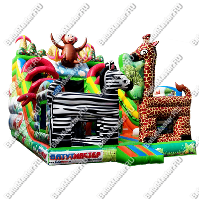 Коммерческий надувной батут "Большой зверинец" 9*5,5*7,7 м
