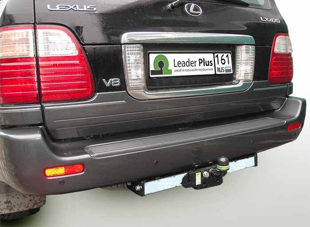 Фаркоп Лидер-Плюс для LEXUS LX 470 (UZJ100) / TOYOTA LAND CRUISER 100 1998-2007(С НЕРЖ. ПЛАСТИНОЙ) с электрикой и сертифкатом в комплекте арт.(L104-F(N))