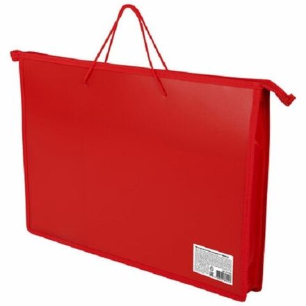 Папка с ручками А3, Пифагор, пластик, молния, красная