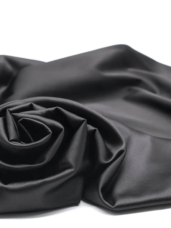 Атлас-стрейч бельевой, Италия, черный 170