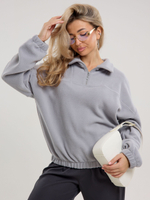 Свитшот кофта молочная флис оверсайз с манжетами