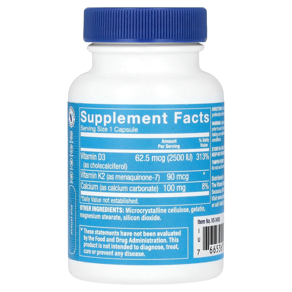 The Vitamin Shoppe, витамины D3 и К2, 60 капсул