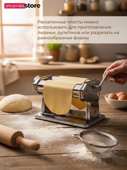 Машинка для лапши 145 мм. настольная электрическая Kamille KM 6510 из нержавеющей стали