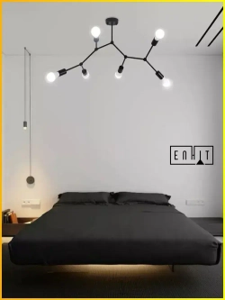 Люстра потолочная подвесная для зала спальни и на кухню в современном стиле лофт черная