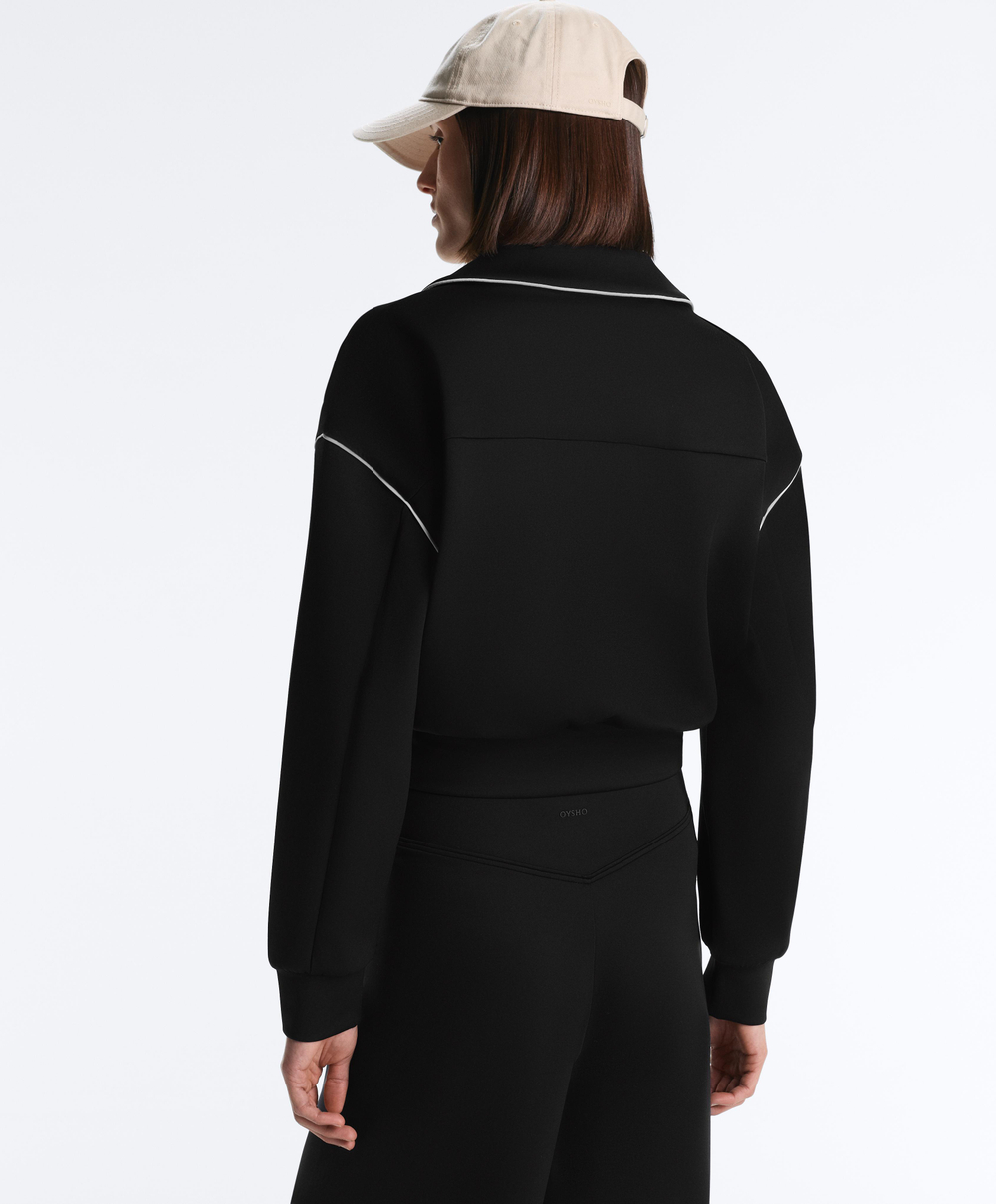 Oysho Куртка с эффектом неопрена без капюшона, черный