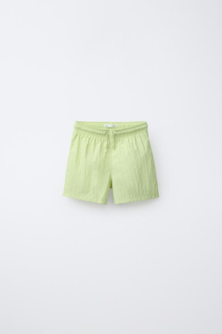 ZARA ОДНОТОННЫЕ ПЛАВКИ-БЕРМУДЫ, ЛАЙМОВЫЙ